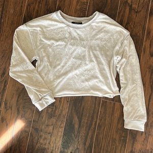 Cropped Heathered Long Sleeve Shirt
